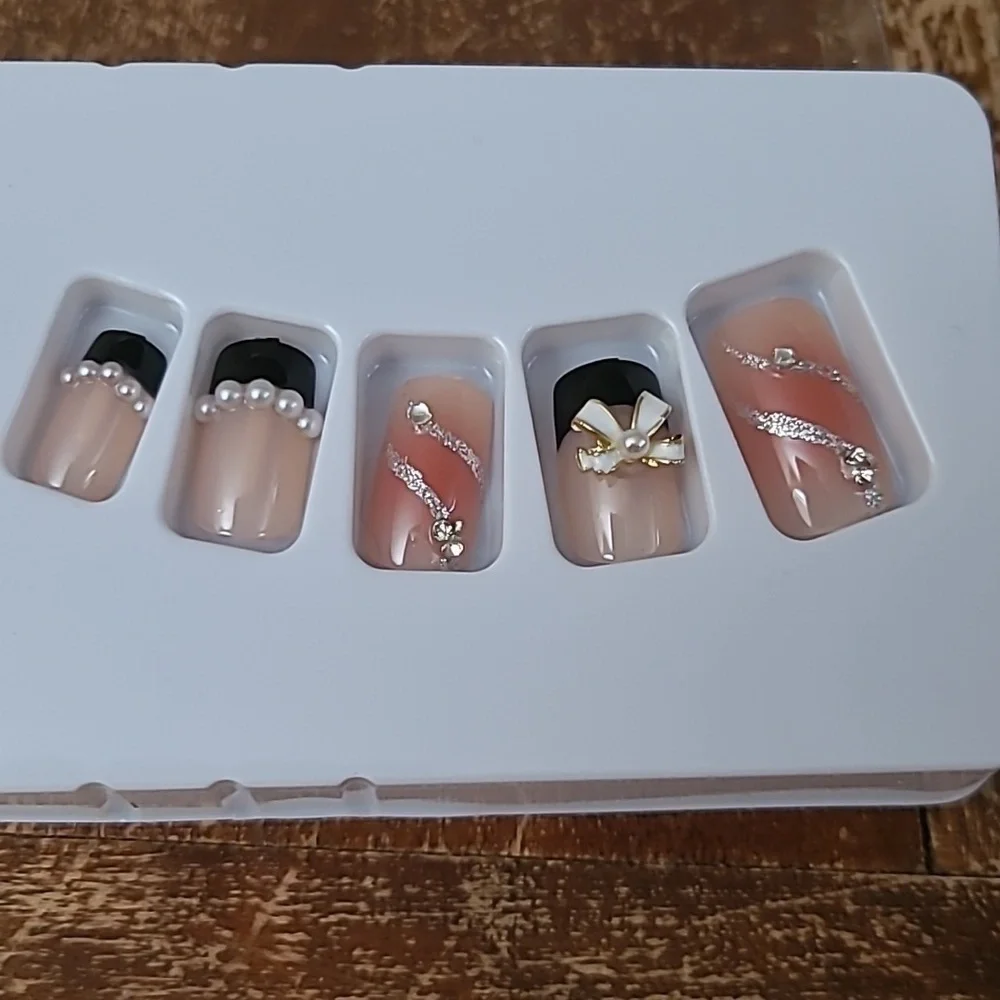 2/$16 Bow Rhinestone Press On Nails